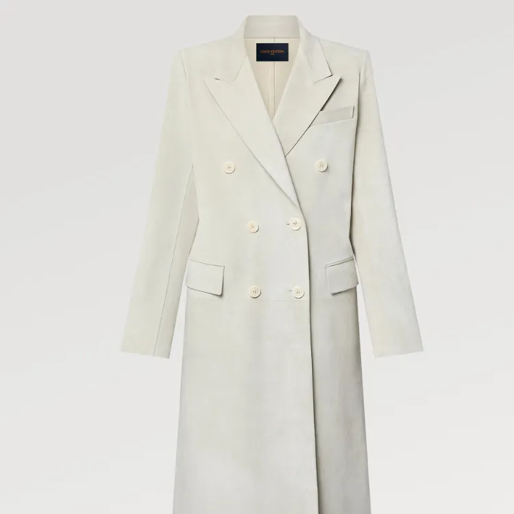 LOUIS VUITTON Double-Breasted Suede Coat-3