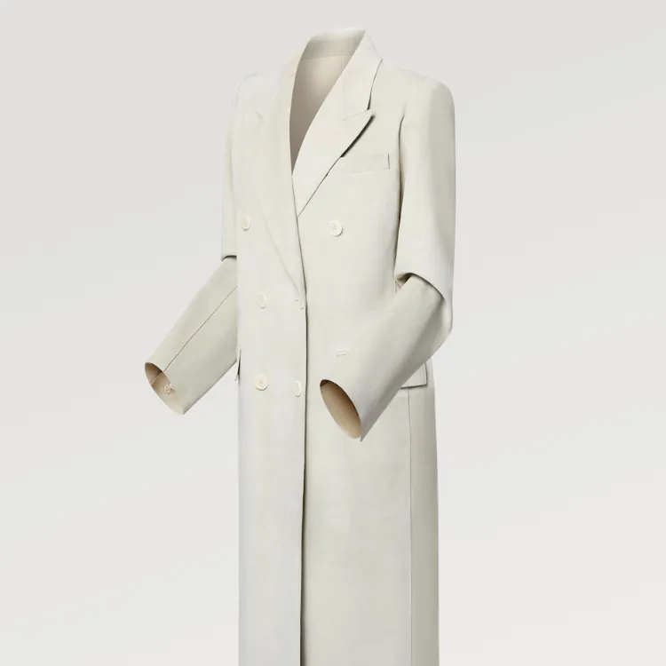 LOUIS VUITTON Double-Breasted Suede Coat-5