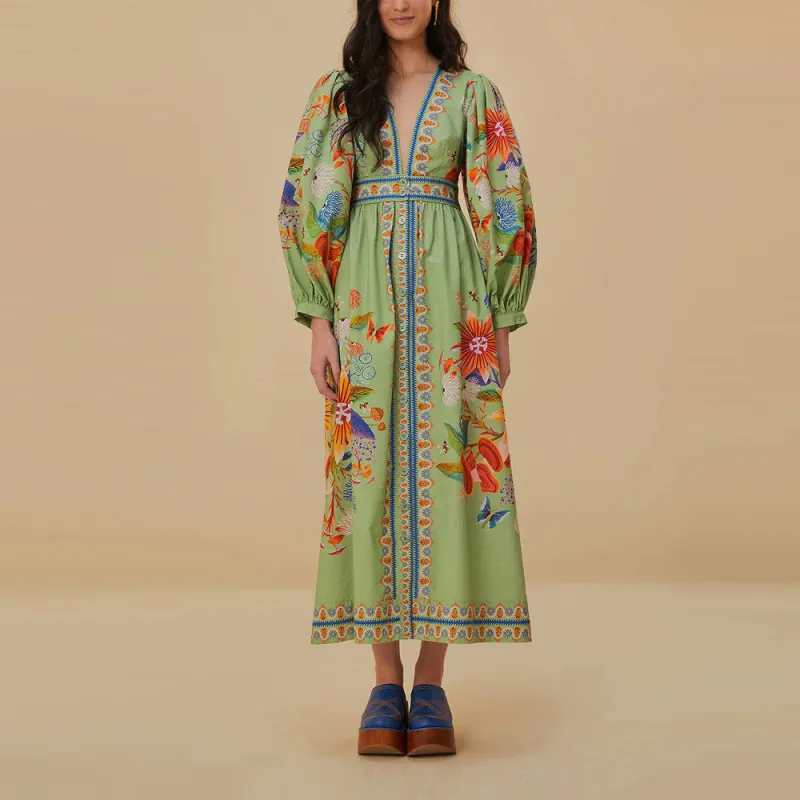 Farm Rio Bright Yard-print Maxi Dress-1