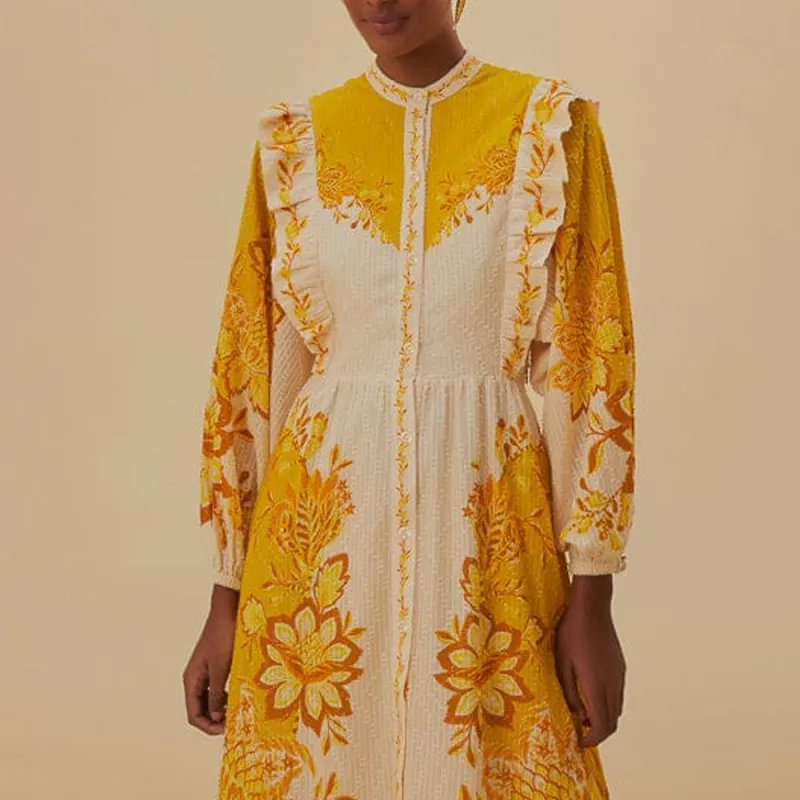 FARM RIO SS24 Long-Sleeved Dresses Women's Cream-1