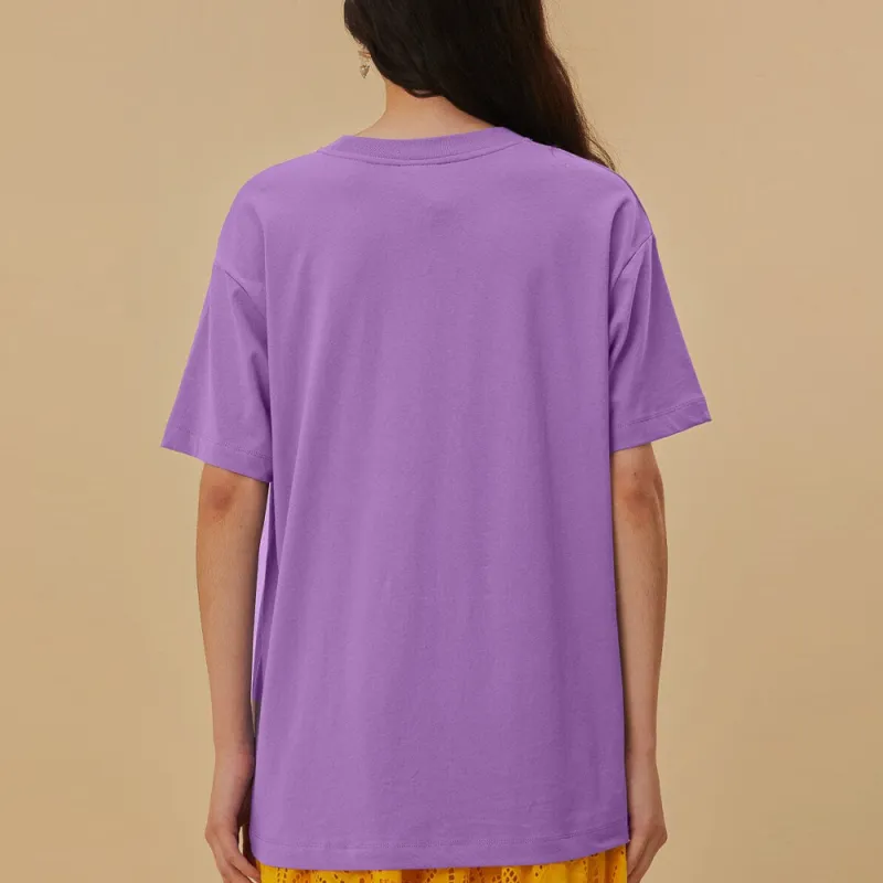 FARM RIO Letter Banana Patterned Print Crew Neck Short-Sleeved T-Shirt Women's Light Purple-4