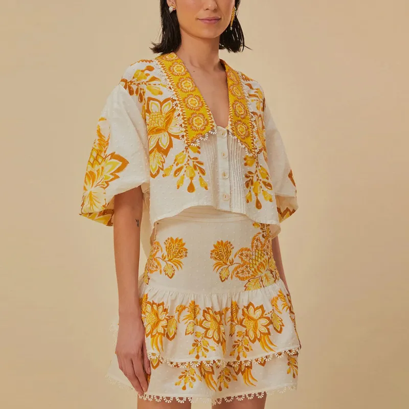 FARM RIO SS24 Casual Short Skirts Women's Ecru-1