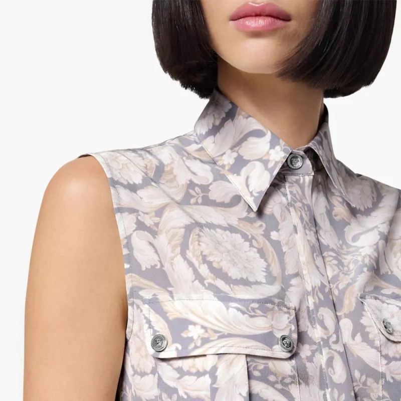 VERSACE Barocco Lavallière Silk Blouse-3