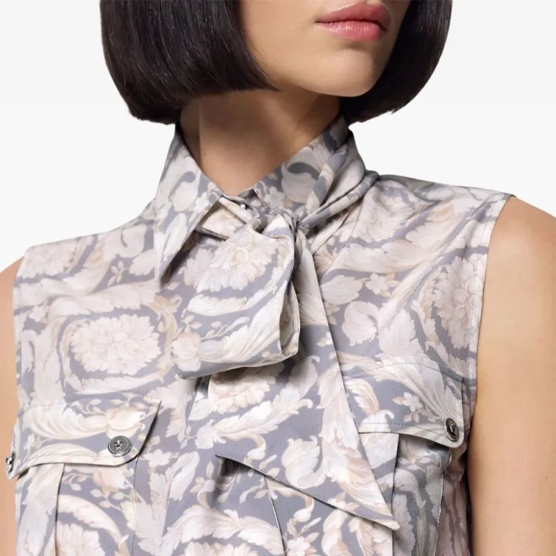VERSACE Barocco Lavallière Silk Blouse-4