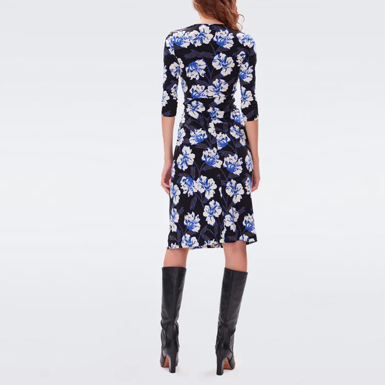 DVF Diane Von Furstenberg FW23 Long-Sleeved Dresses Women's Dark Blue-2