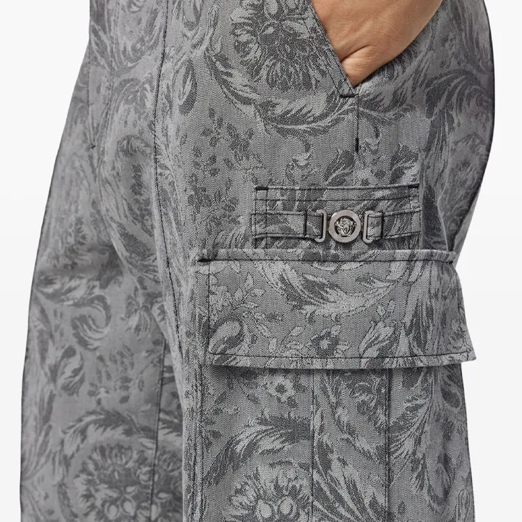 VERSACE Barocco Jacquard Straight Leg Cargo Trousers-4