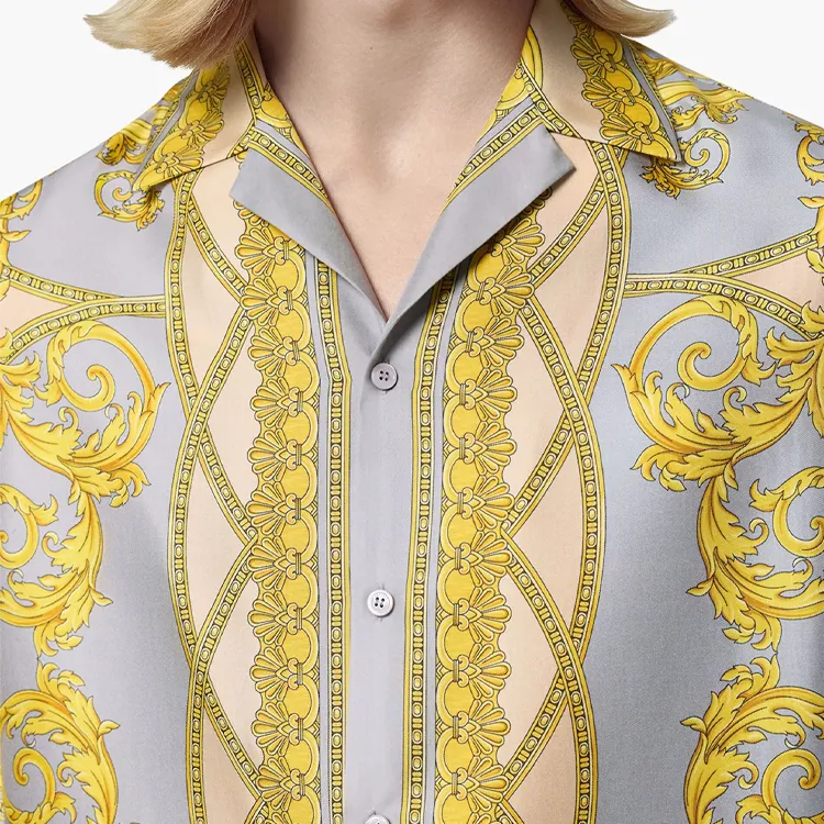 VERSACE Baroque Pattern Printed Short Sleeved Shirt-4