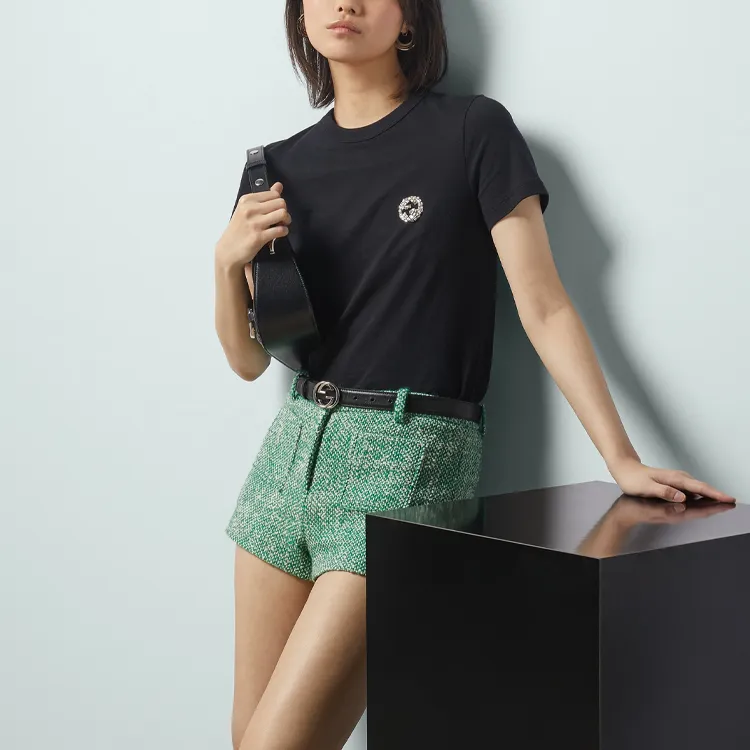 GUCCI Embellished Logo Crewneck T Shirt-2