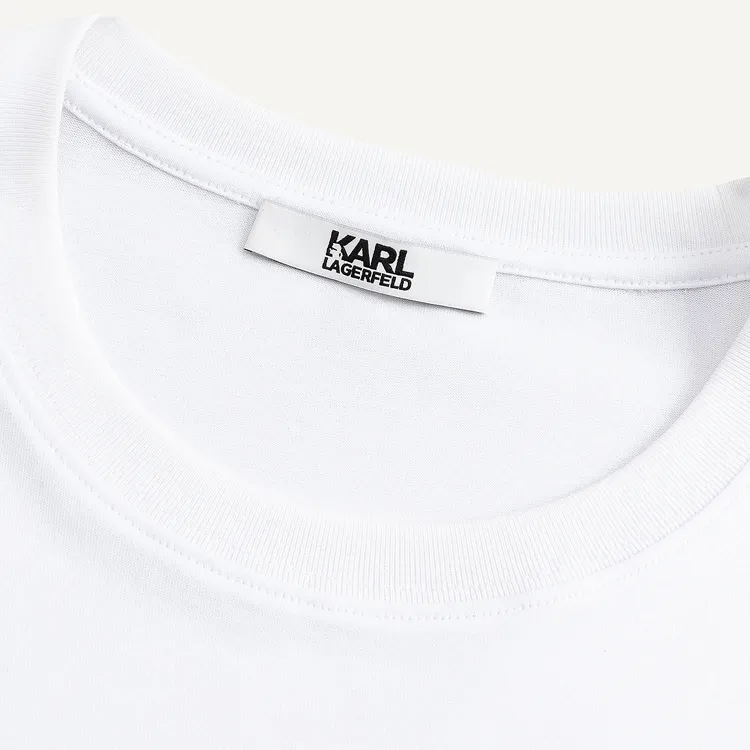 KARL LAGERFELD Logo Letter Print Crew Neck Short Sleeved T Shirt Men's Raw White-1
