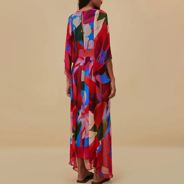 FARM RIO SS24 Long-Sleeved Dresses Women's Blue-2