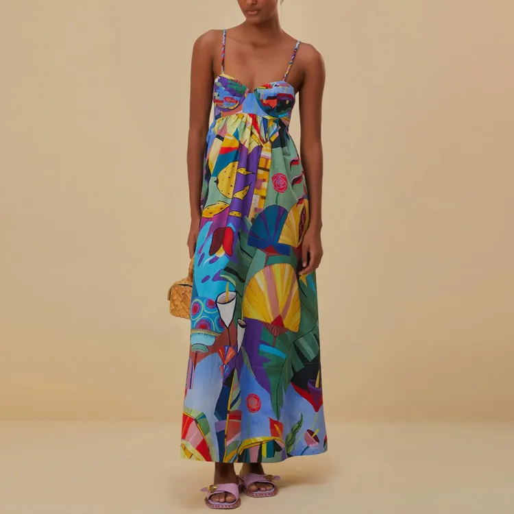 Farm Rio Tropical Scenario Cotton Maxi Dress-1