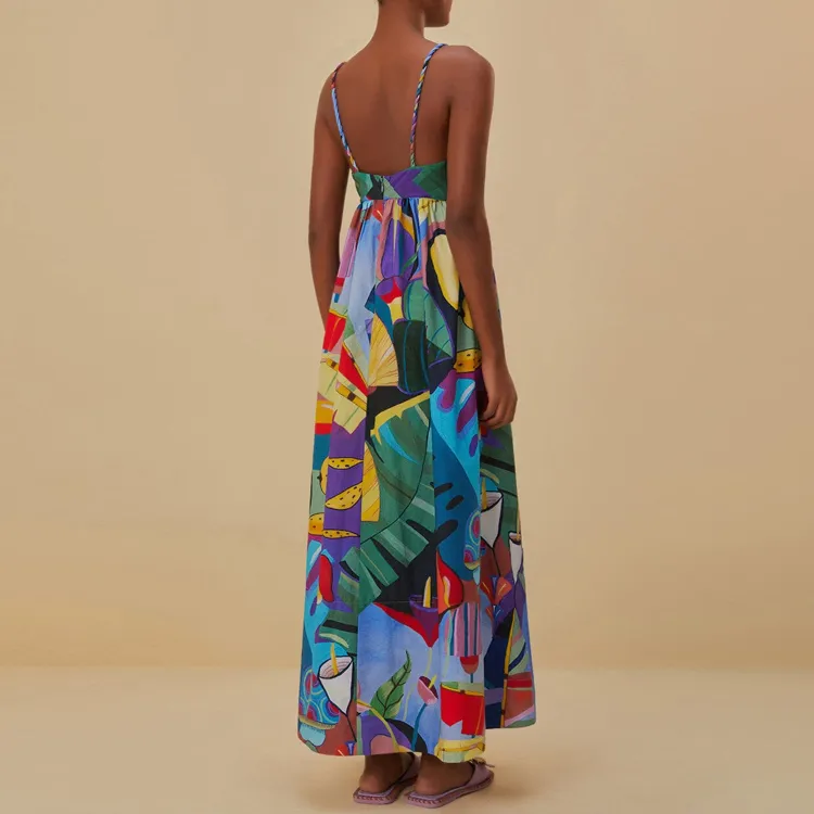 Farm Rio Tropical Scenario Cotton Maxi Dress-3