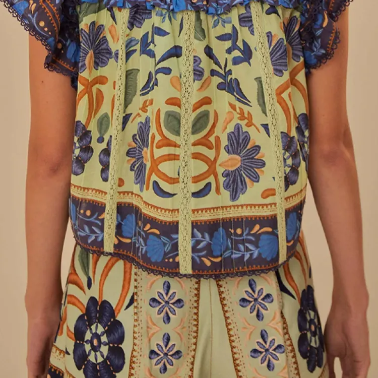 Farm Rio Tapestry print Cotton Blouse-3
