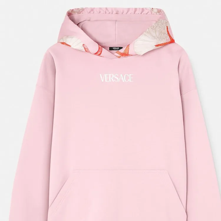 VERSACE La Print Logo Hoodie 'Dusty Rose'-5