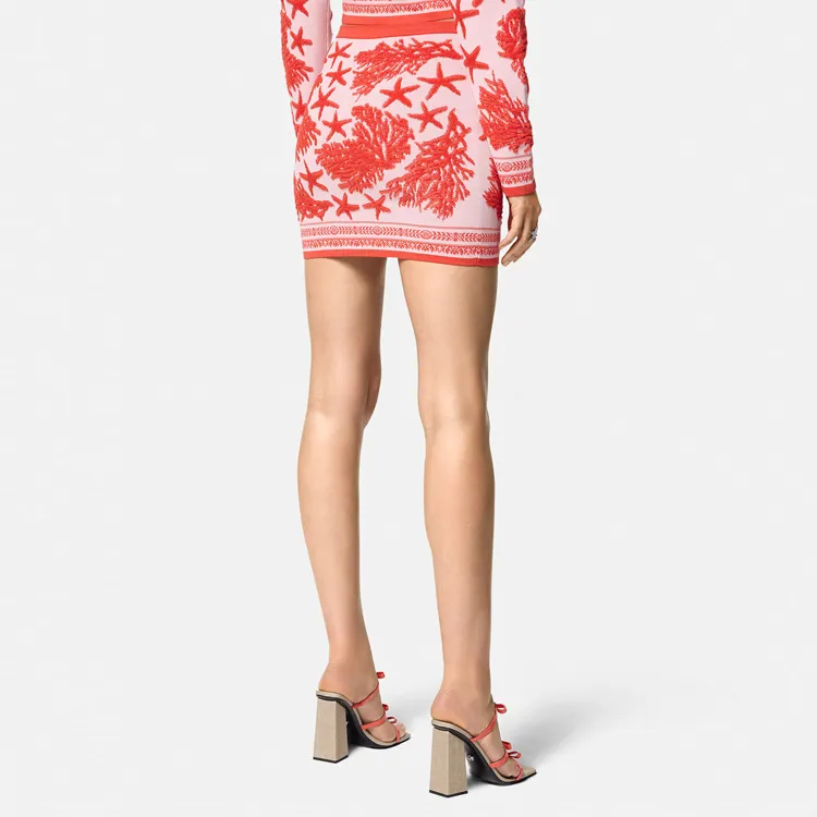 VERSACE Sea Knit Mini Skirt 'Dusty Rose'-2