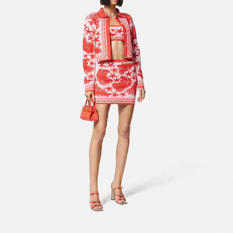 VERSACE Sea Knit Mini Skirt 'Dusty Rose'-1
