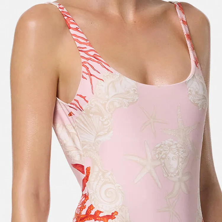 VERSACE La Vacanza Vacation Collection SS24 One-piece Swimsuit Women's Pink-1