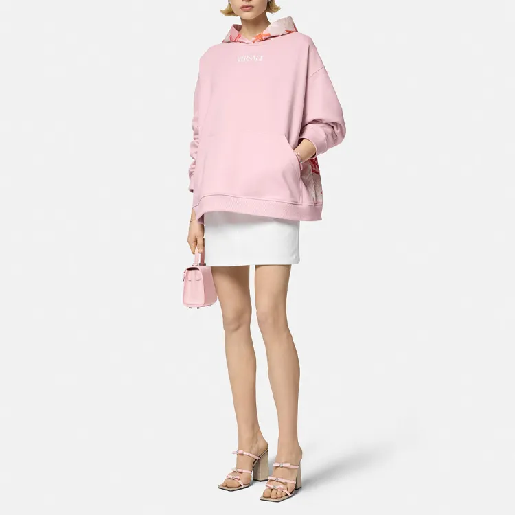 VERSACE La Print Logo Hoodie 'Dusty Rose'-3