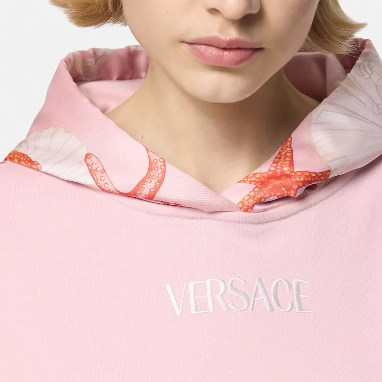 VERSACE La Print Logo Hoodie 'Dusty Rose'-4