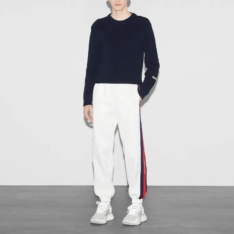 GUCCI Lido Knitted Sports Pants Men's White-1