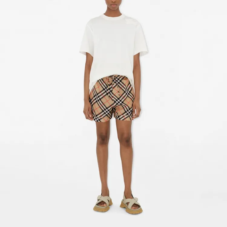 Burberry Check Printed Drawstring Shorts-3