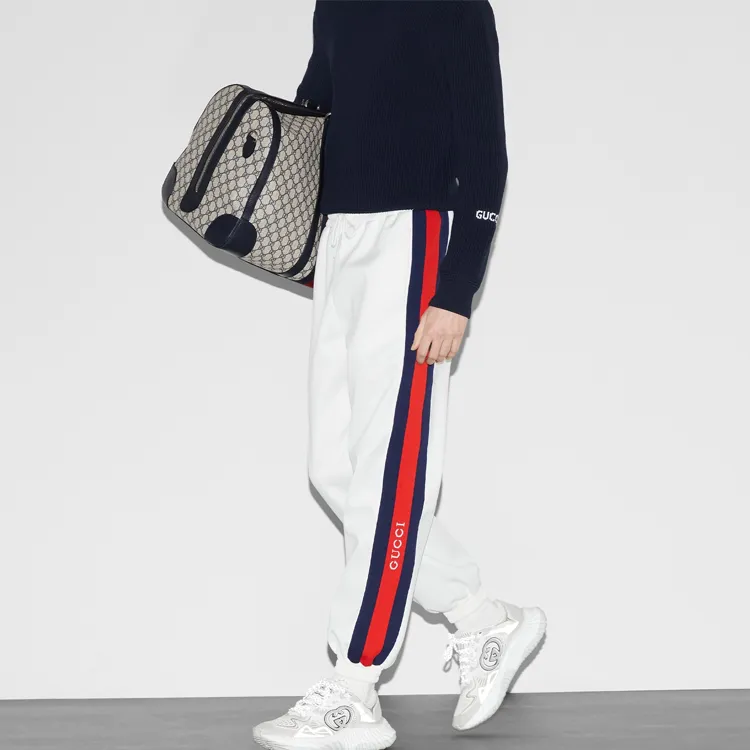GUCCI Lido Knitted Sports Pants Men's White-4