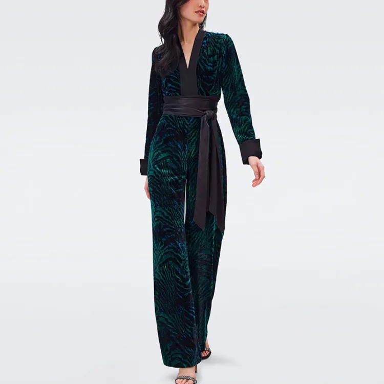 DVF Diane Von Furstenberg Belted Long-Sleeved Jumpsuit-2