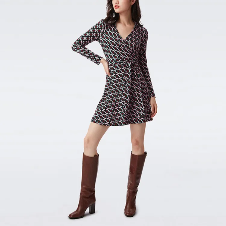DVF Gio Geometric-pattern Wrap Minidress-1