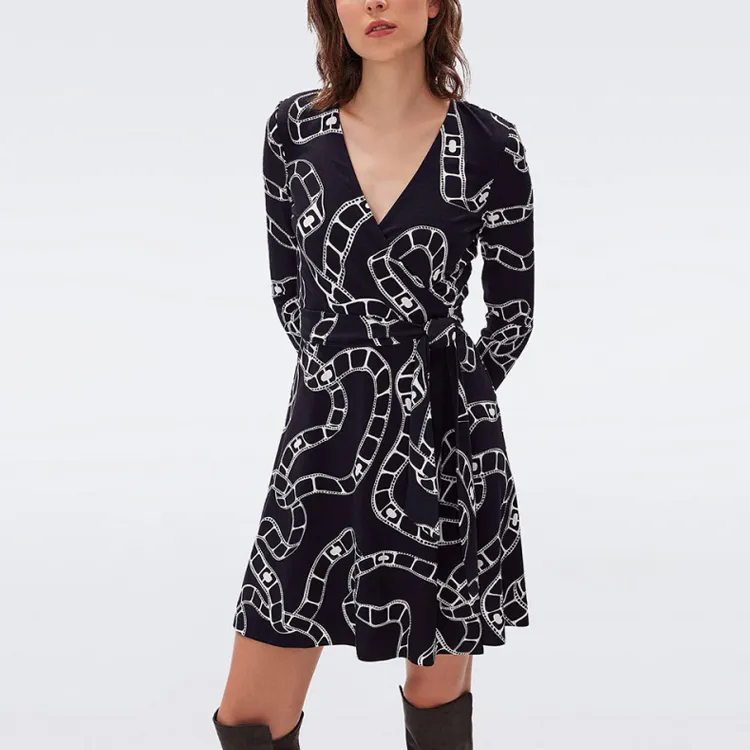 DVF Diane Von Furstenberg FW23 Long-Sleeved Dresses Women's Black-1