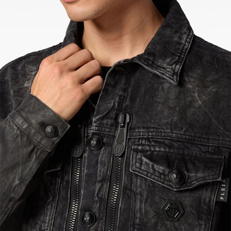 PHILIPP PLEIN Crystal skull Denim Jacket-3