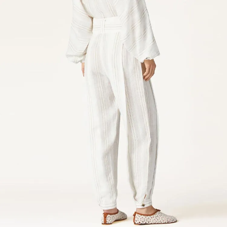 Loro Piana SS24 Casual Pants Women's Ginseng Light Yellow-3