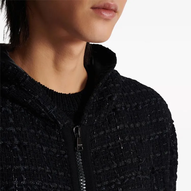 BALMAIN Tweed Hooded Jacket-6