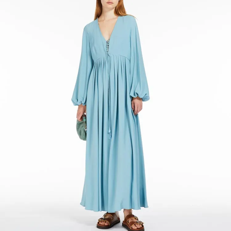 WEEKEND MaxMara V Neck Puff Sleeved Dress-3