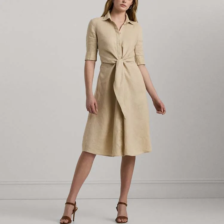 Polo Ralph Lauren FW24 Short Sleeved Dress Women's Sand-2
