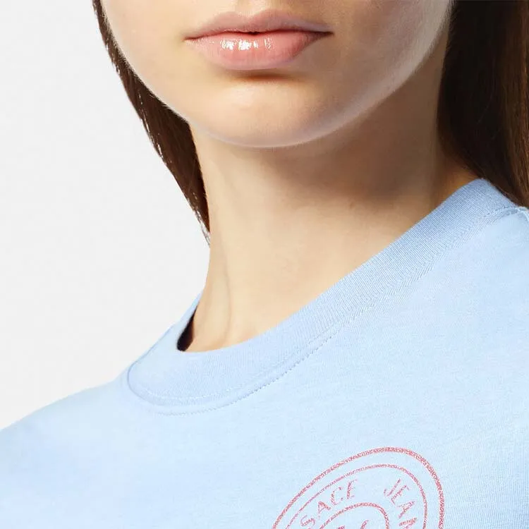 VERSACE JEANS COUTURE Glitter logo Cropped Cotton T shirt-4