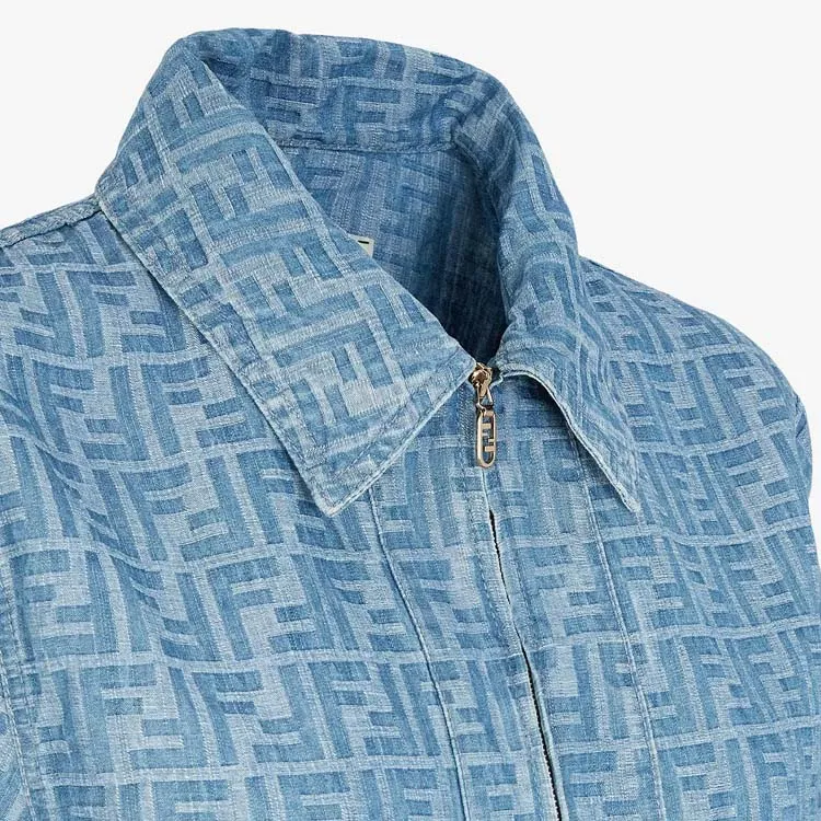 FENDI Ff Jacquard Zipped Denim Jacket-3