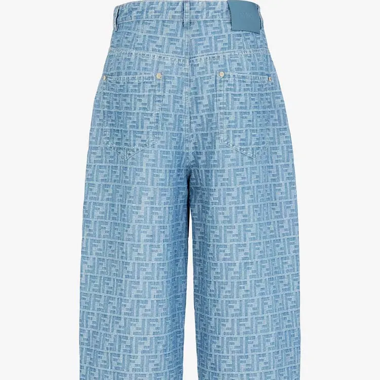 FENDI Ff Jacquard Long Jeans-4