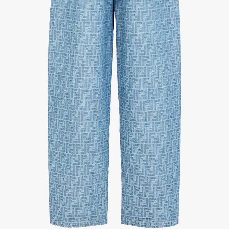 FENDI Ff Jacquard Long Jeans-2