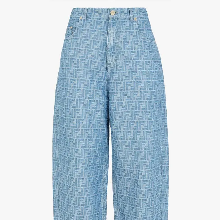 FENDI Ff Jacquard Long Jeans-3