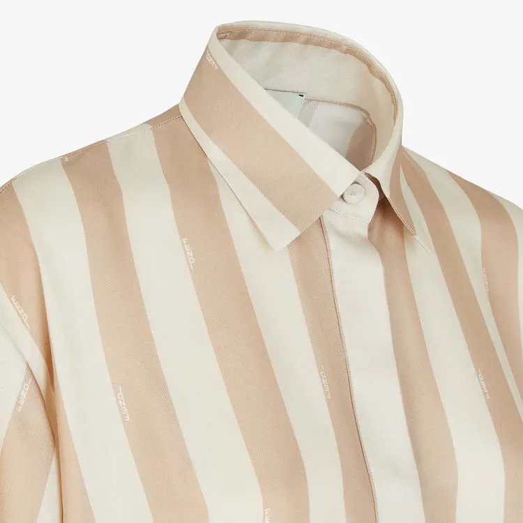 FENDI Striped Drawstring Hem Cropped Shirt-3