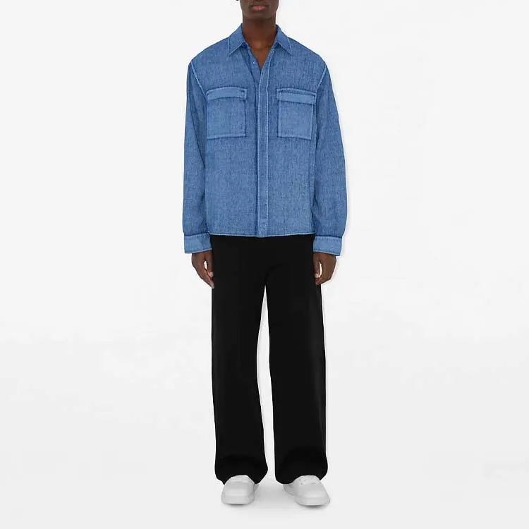 Burberry Shirts Men Blue-2