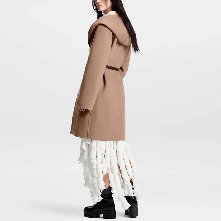 LOUIS VUITTON Reversible Signature Hooded Wrap Coat-2