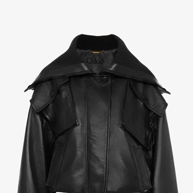 Chloé Leather Bomber Jacket-4