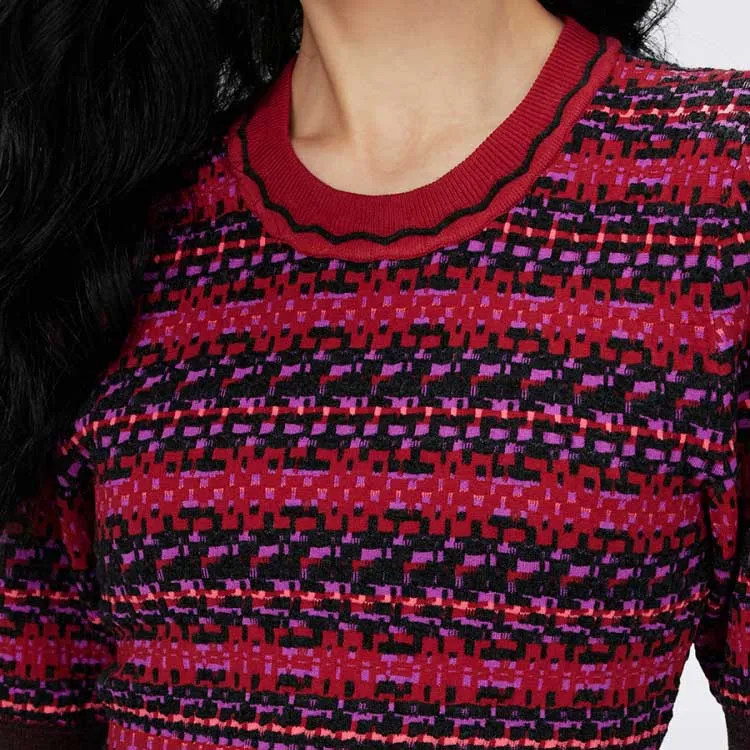 DVF Diane Von Furstenberg SS24 Long-Sleeved Dresses Women's Burgundy-5