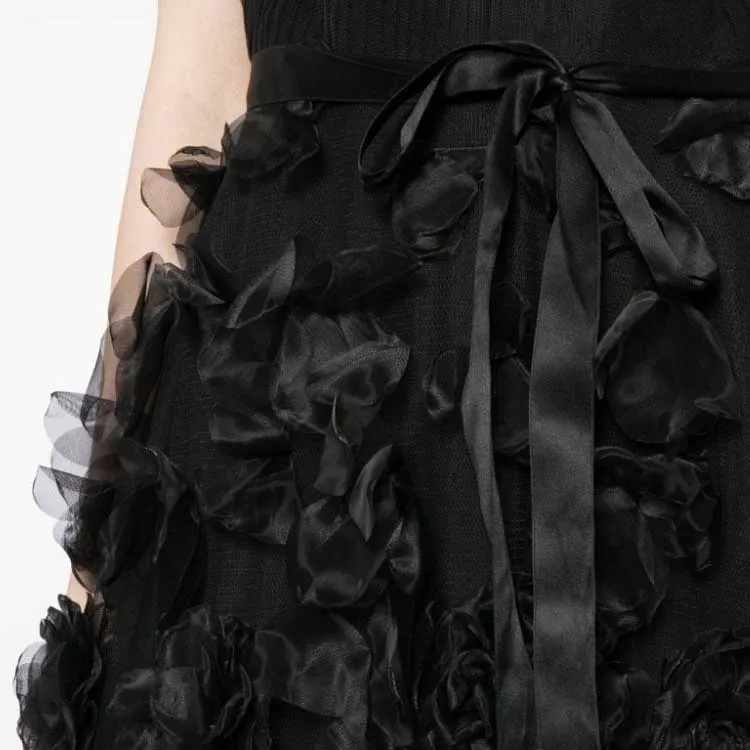 Marchesa Notte Floral appliqué Tulle Midi Dress-3