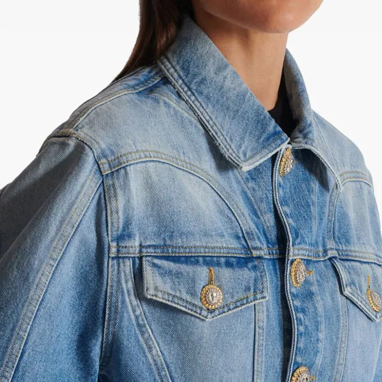 BALMAIN Peplum Denim Jacket-4