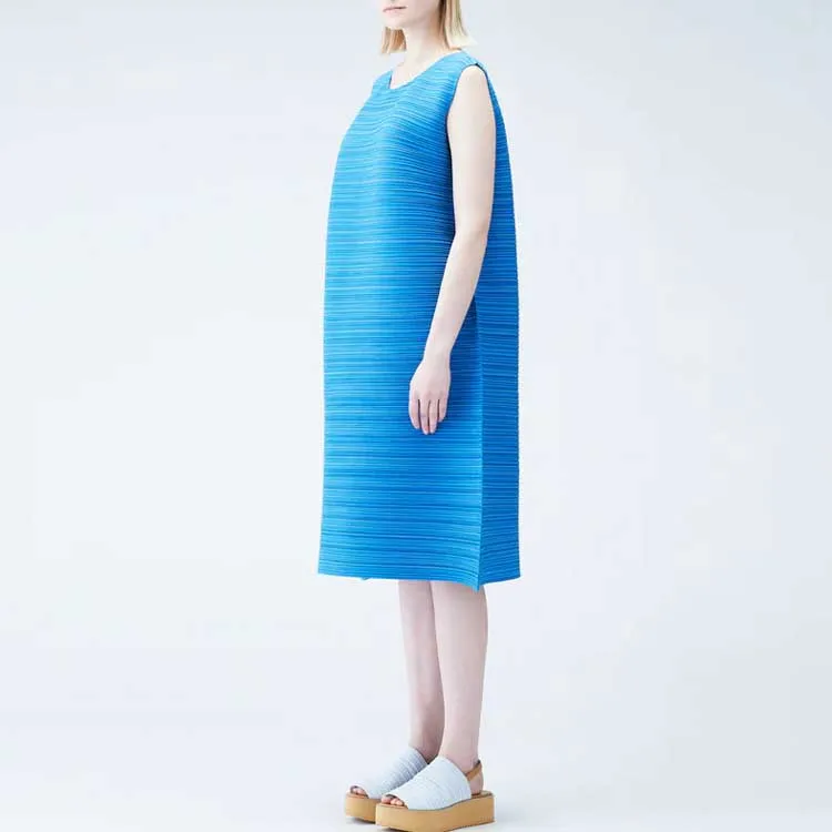 PLEATS PLEASE ISSEY MIYAKE Sleeveless Dress Women's Blue-3