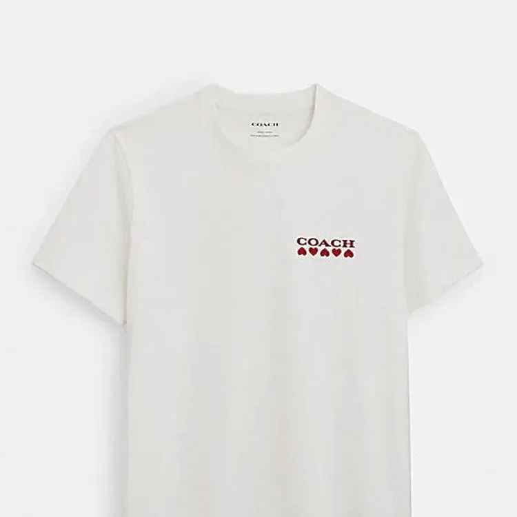 COACH Logo Letter Heart Print Crew Neck Short Sleeved T Shirt Men's T Shirt-4