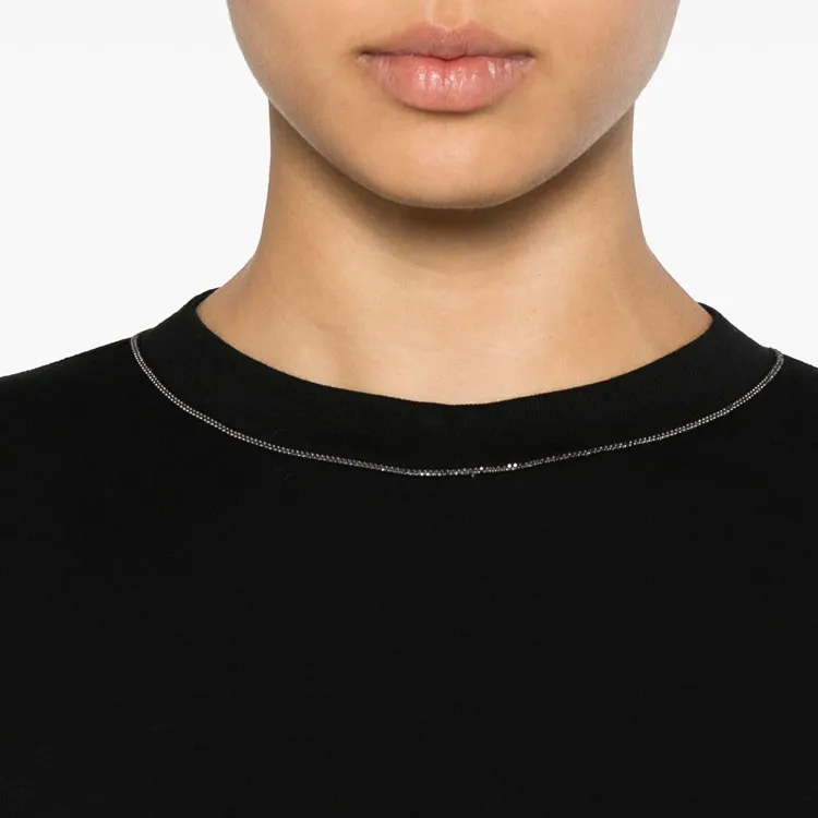 Brunello Cucinelli Monili detail Cotton T Shirt-4