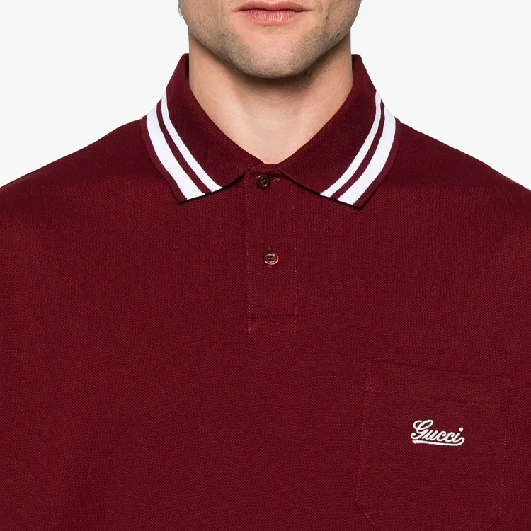 GUCCI SS24 Polo Shirt Men's Burgundy-6